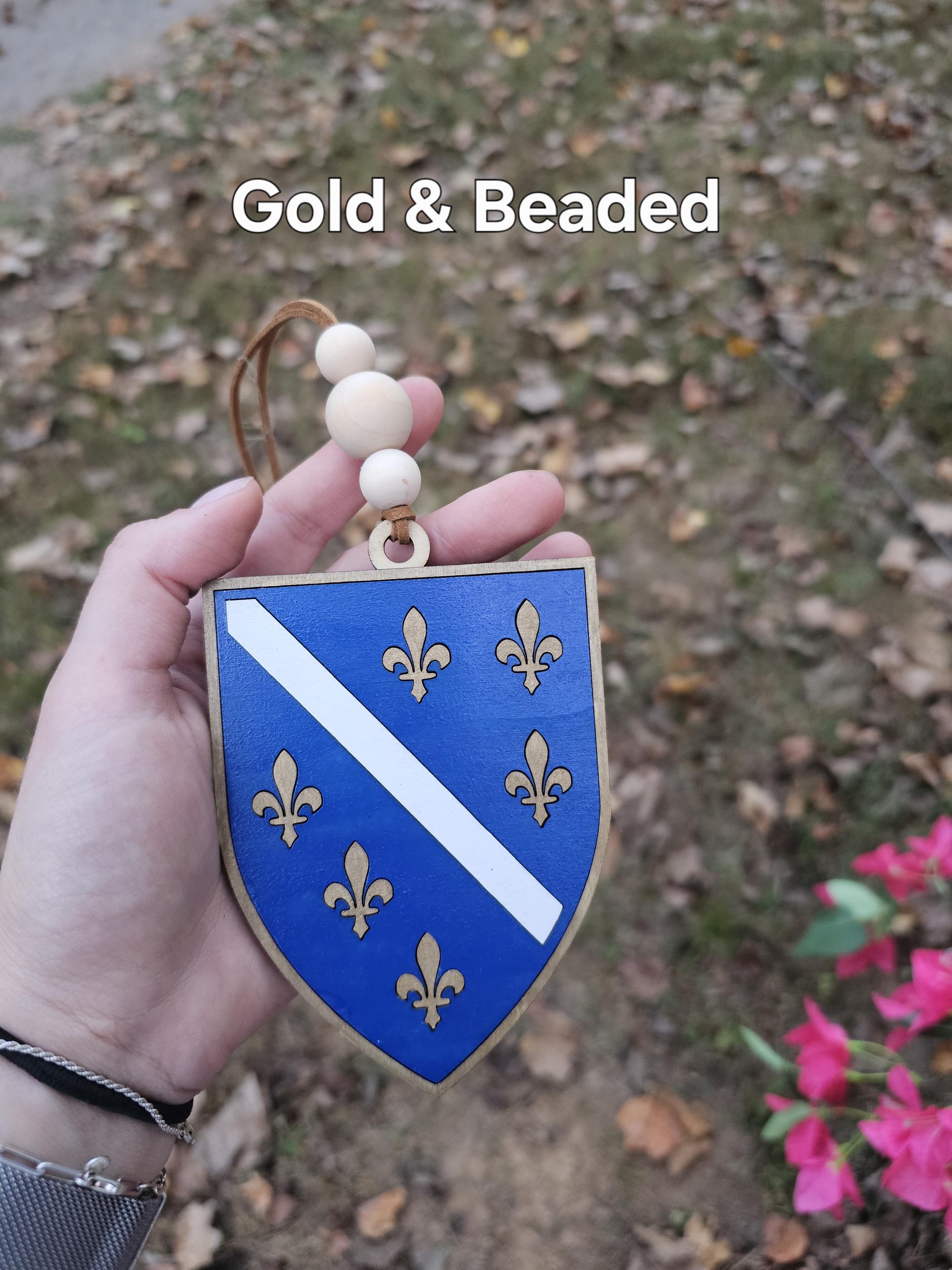Bosanski Grb Car Hanger | Shield BIH Bosnia Balkan | Bosna Car Hanger Decal Accessories | Wall Decor Shield Wood | Flag Ljiljan Fleur de Lis