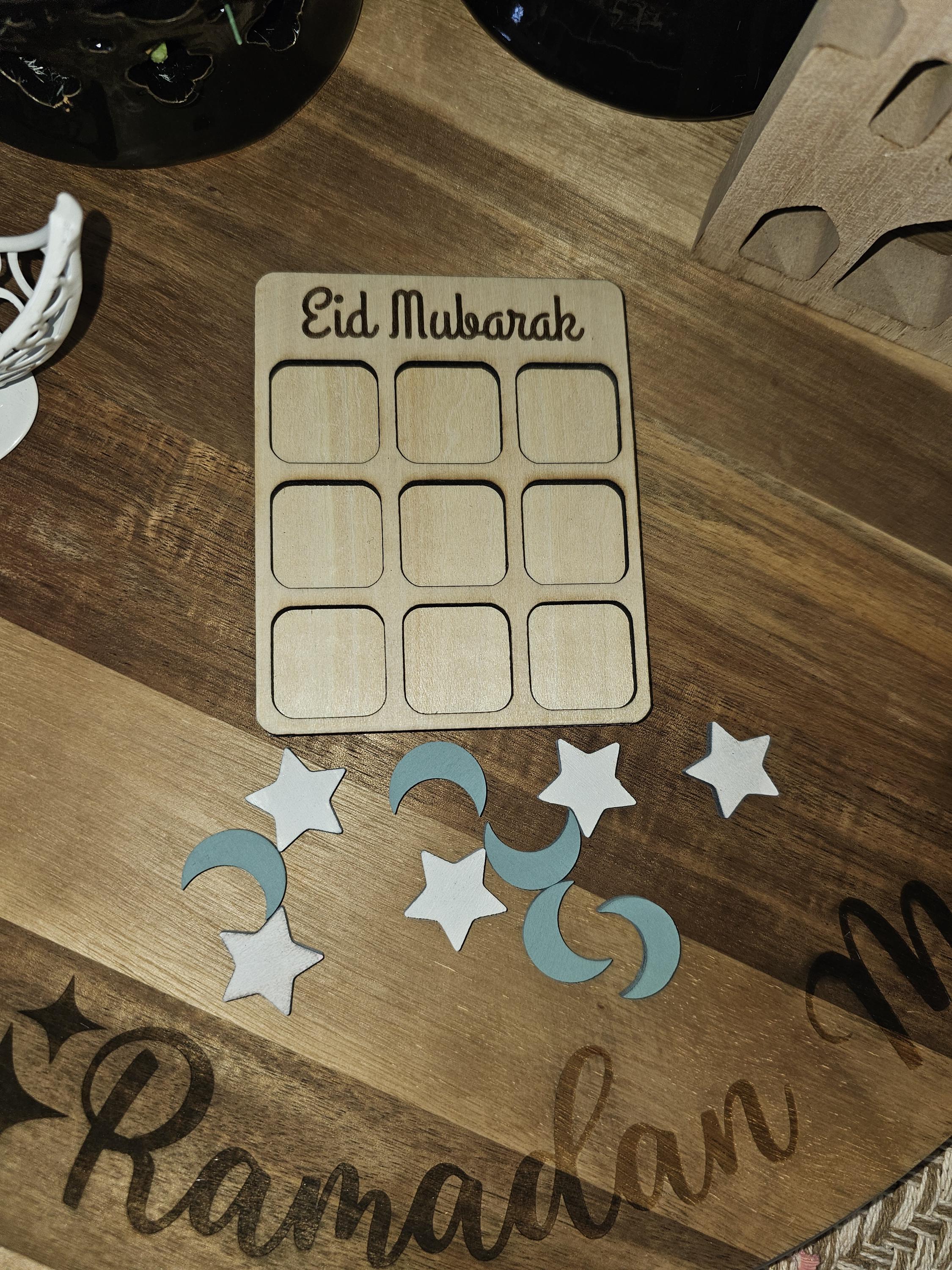 Ramadan Mubarak Tic Tac Toe | Kids Games Party Favors | Moon Star Islamic Board Game Night | Eid Mubarak Favor Gift Bag Basket