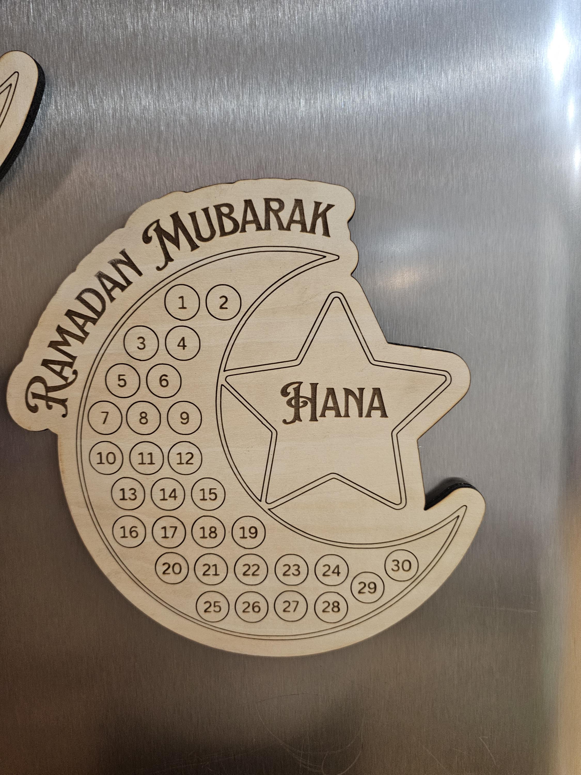 Ramadan Fasting Calendar Tracker Magnet | Ramadan Mubarak Decor for Home Kitchen Star Moon Design | For Kids Adults Fasting Schedule Color