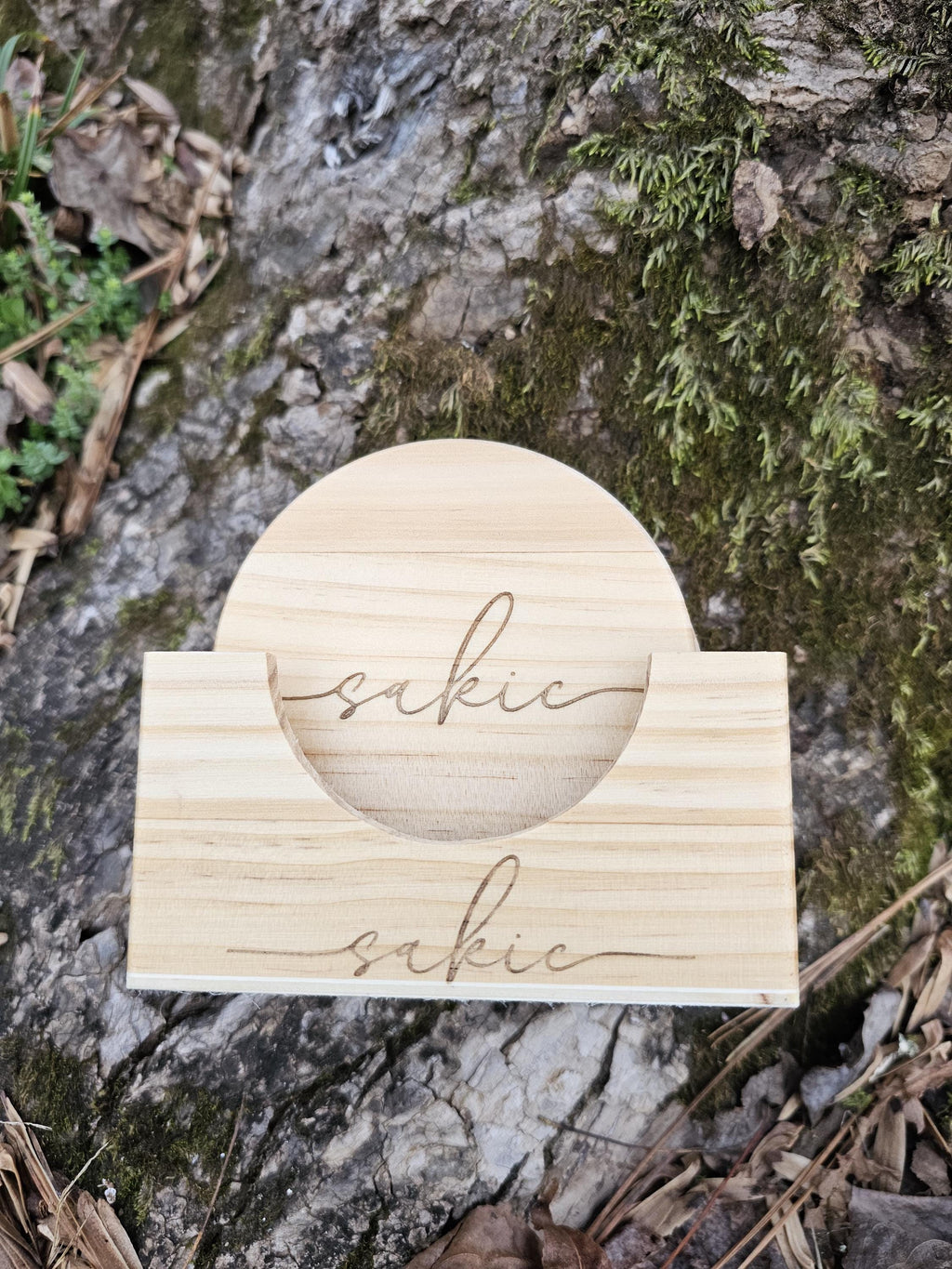 Personalized Wood Coaster Set | Elegant Minimal Custom Decor | Fancy Cursive Script Coasters