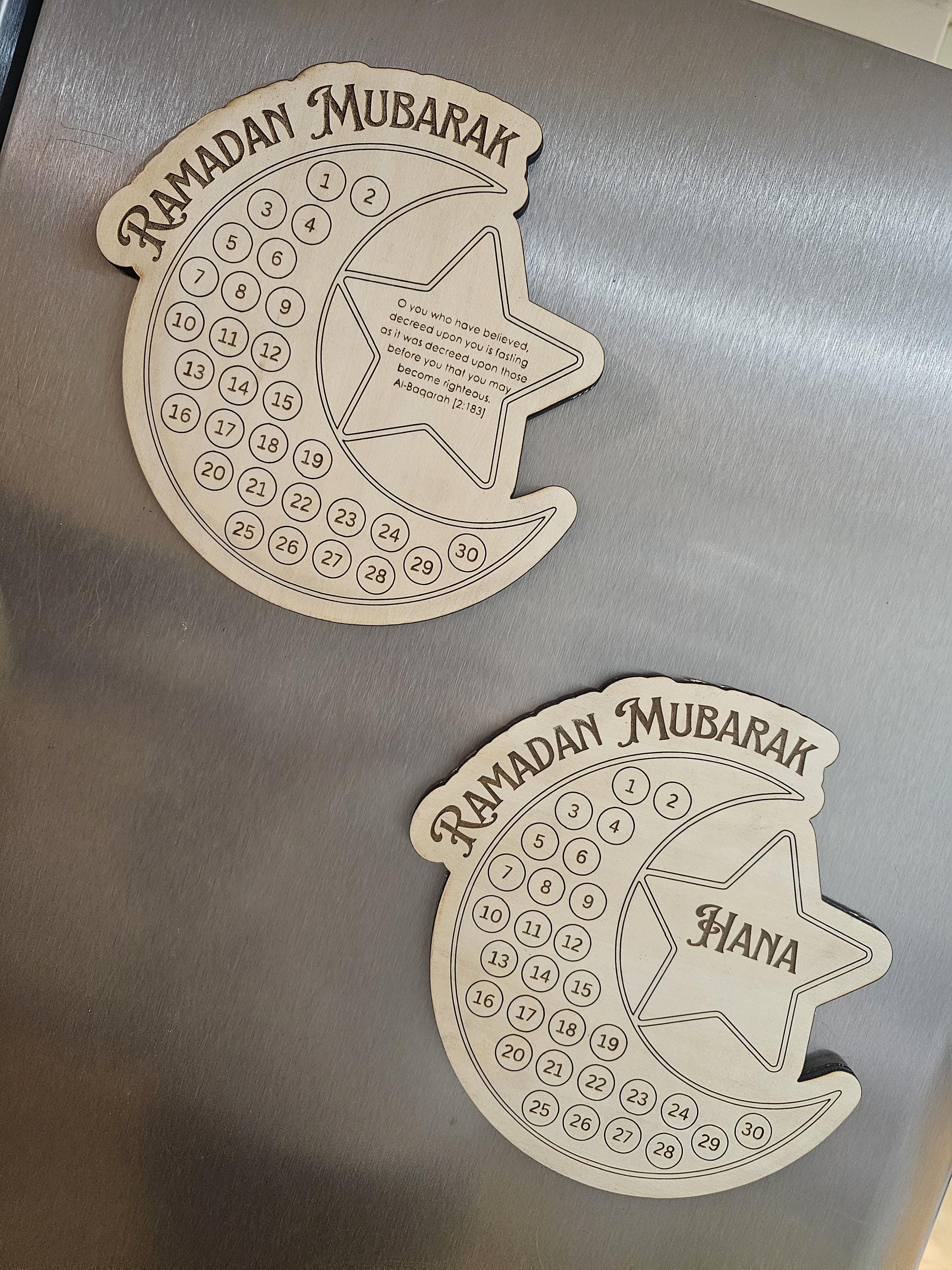 Ramadan Fasting Calendar Tracker Magnet | Ramadan Mubarak Decor for Home Kitchen Star Moon Design | For Kids Adults Fasting Schedule Color