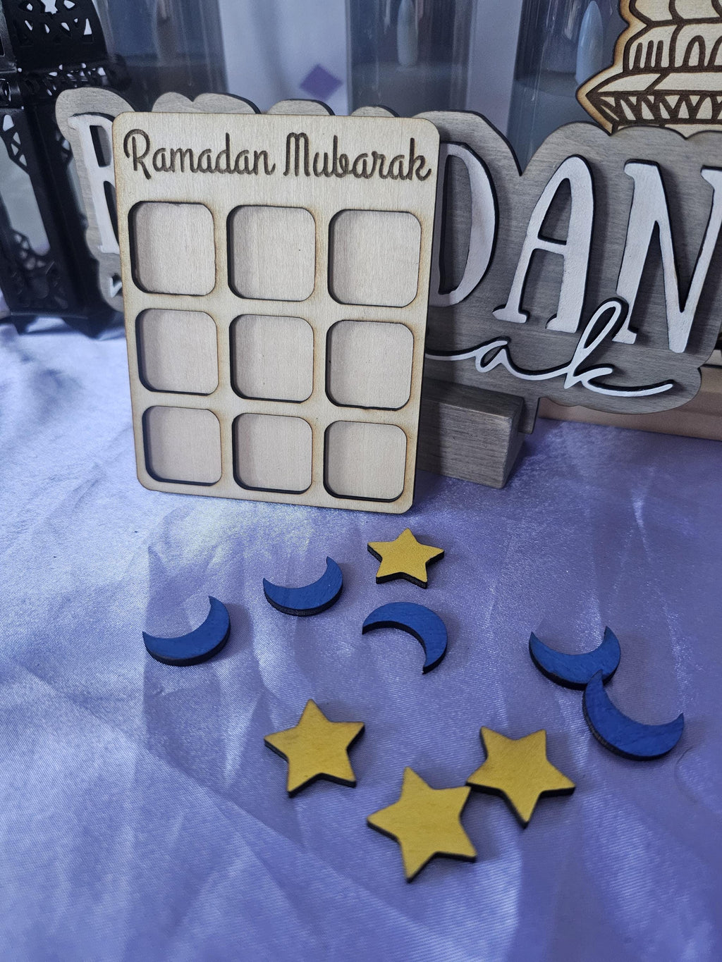 Ramadan Mubarak Tic Tac Toe | Kids Games Party Favors | Moon Star Islamic Board Game Night | Eid Mubarak Favor Gift Bag Basket