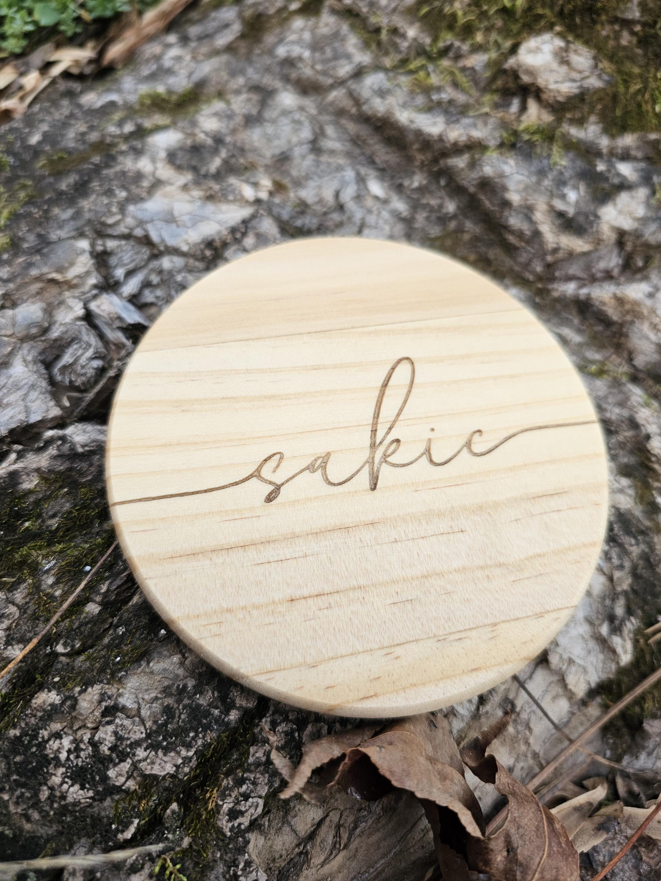 Personalized Wood Coaster Set | Elegant Minimal Custom Decor | Fancy Cursive Script Coasters