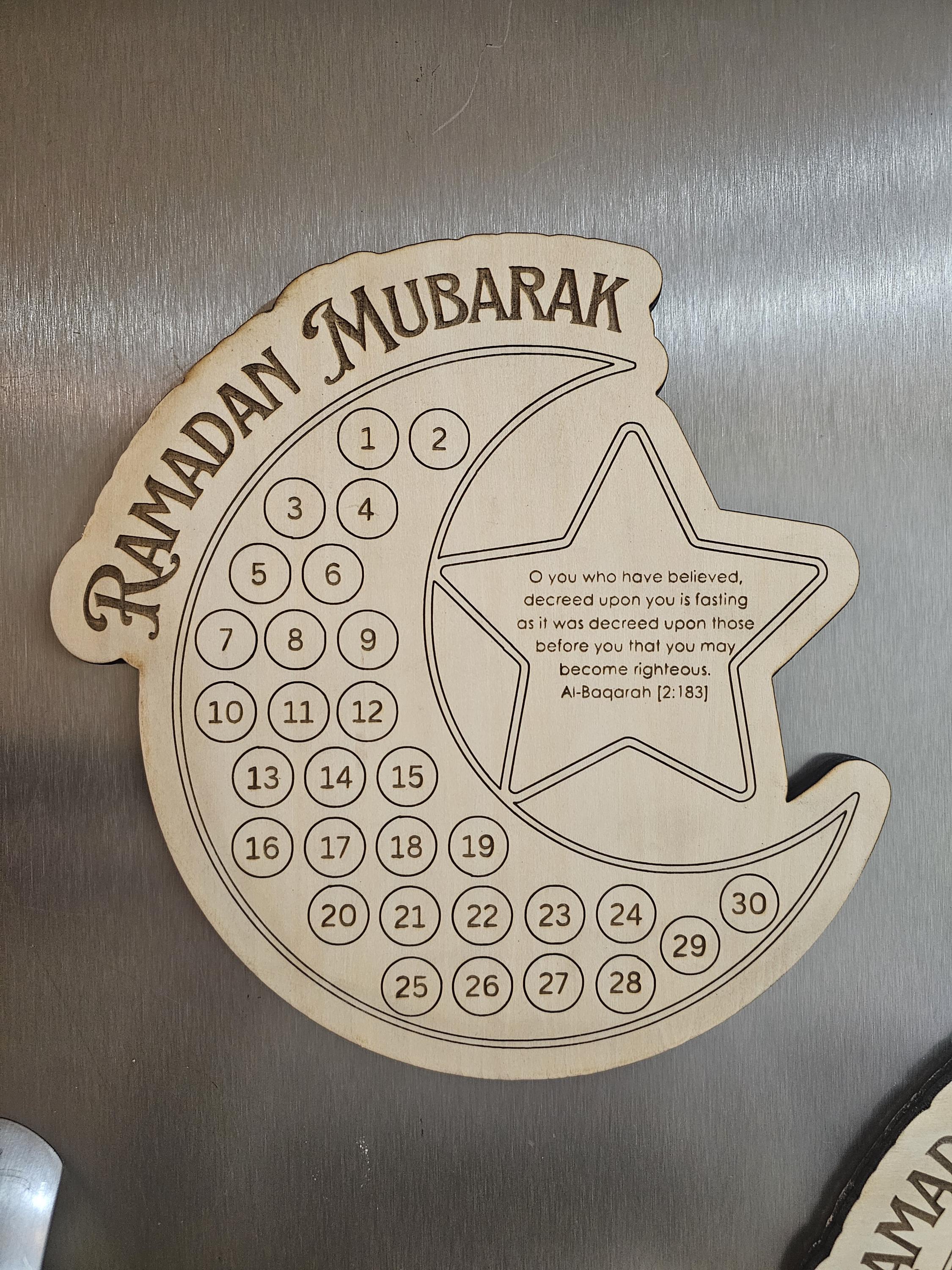 Ramadan Fasting Calendar Tracker Magnet | Ramadan Mubarak Decor for Home Kitchen Star Moon Design | For Kids Adults Fasting Schedule Color