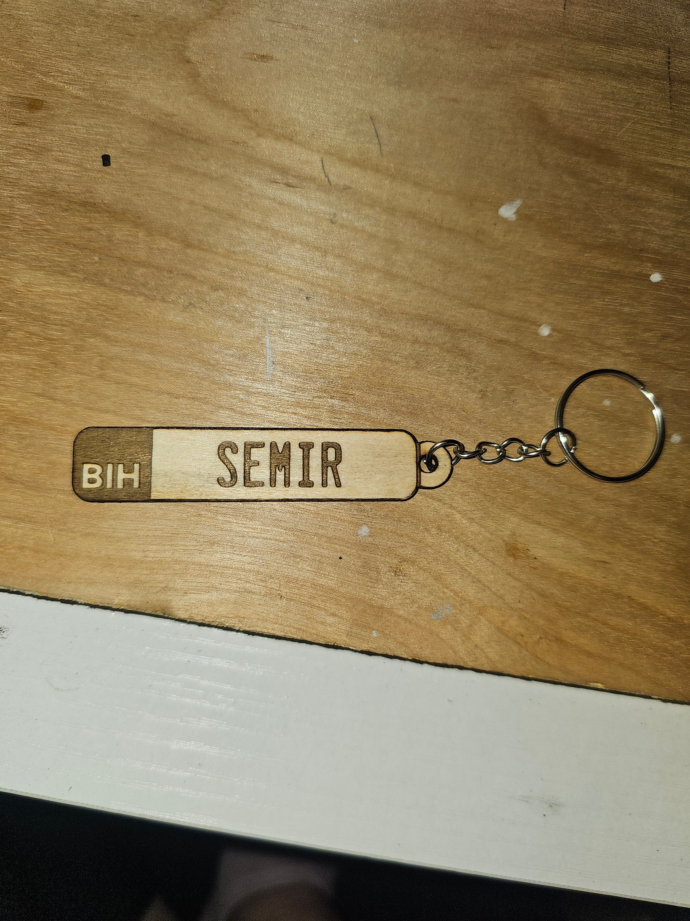 BIH Bosnia License Plate Keychain | Wood Engraved Balkan Gift Present | Name Personalized Family Bajram Poklon New Driver | Accessory