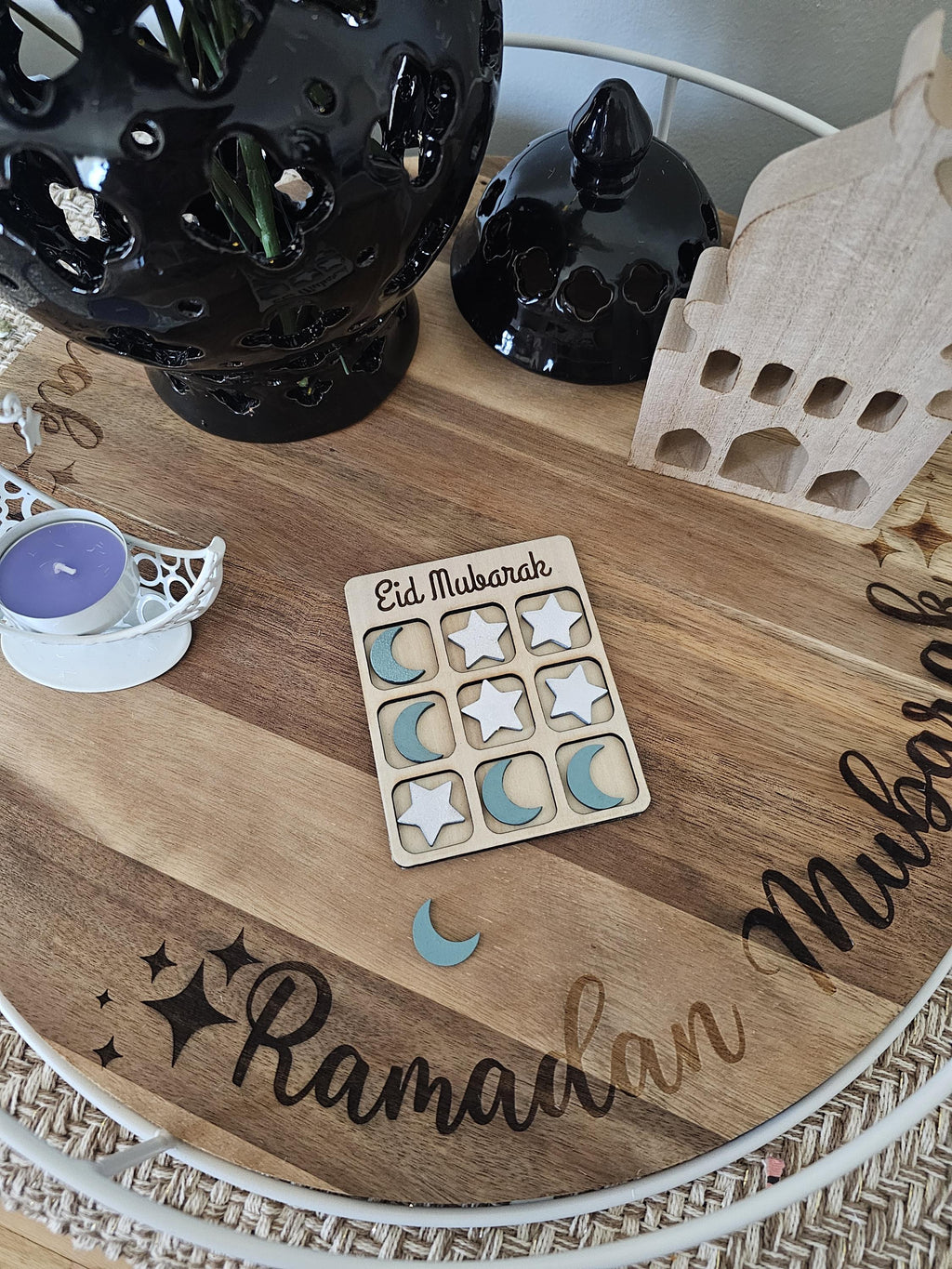 Ramadan Mubarak Tic Tac Toe | Kids Games Party Favors | Moon Star Islamic Board Game Night | Eid Mubarak Favor Gift Bag Basket