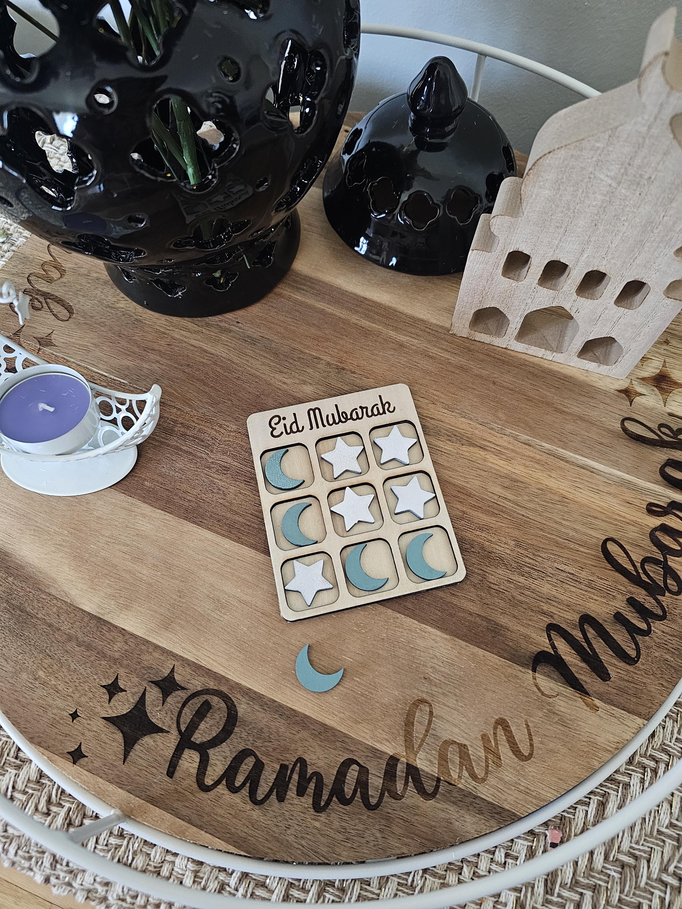 Ramadan Mubarak Tic Tac Toe | Kids Games Party Favors | Moon Star Islamic Board Game Night | Eid Mubarak Favor Gift Bag Basket